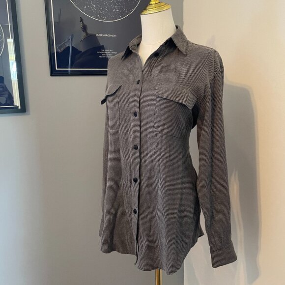 Dalia Collection Houndstooth Button-Up Shirt Blouse | Vintage-Inspired - Picture 2 of 5